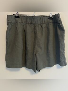 NWT Sonoma Olive green pull on line blend shorts size XL